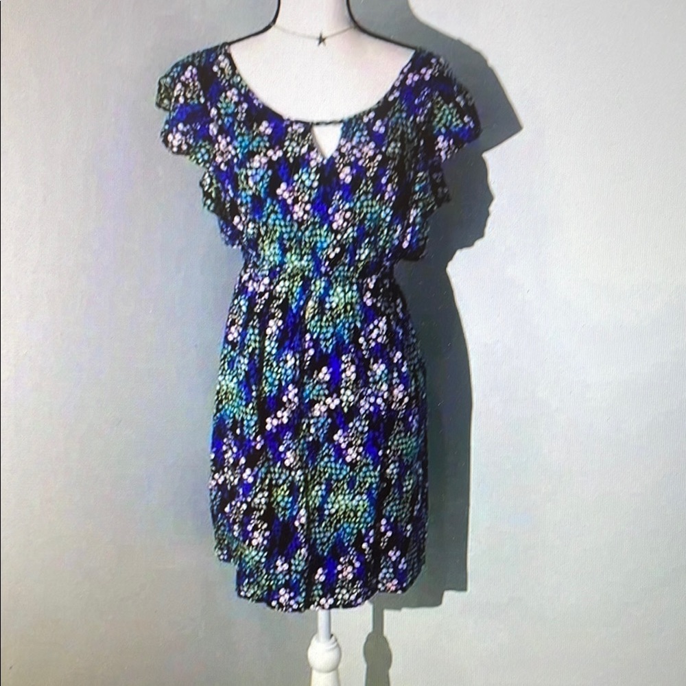 6 Degrees Blue and Green Floral Dress